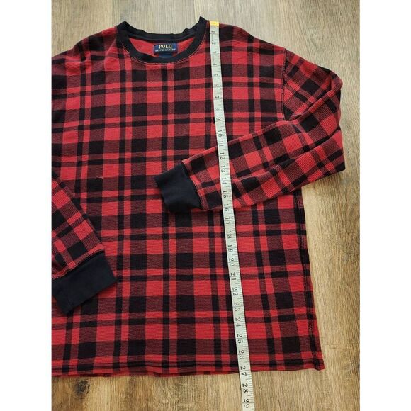 Polo Ralph Lauren Waffle Knit thermal men XL longsleeve crewneck pony Plaid mult - Picture 8 of 9
